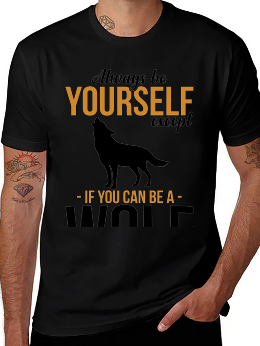 Camiseta Negra con Diseño de Lobo y Frase Inspiradora