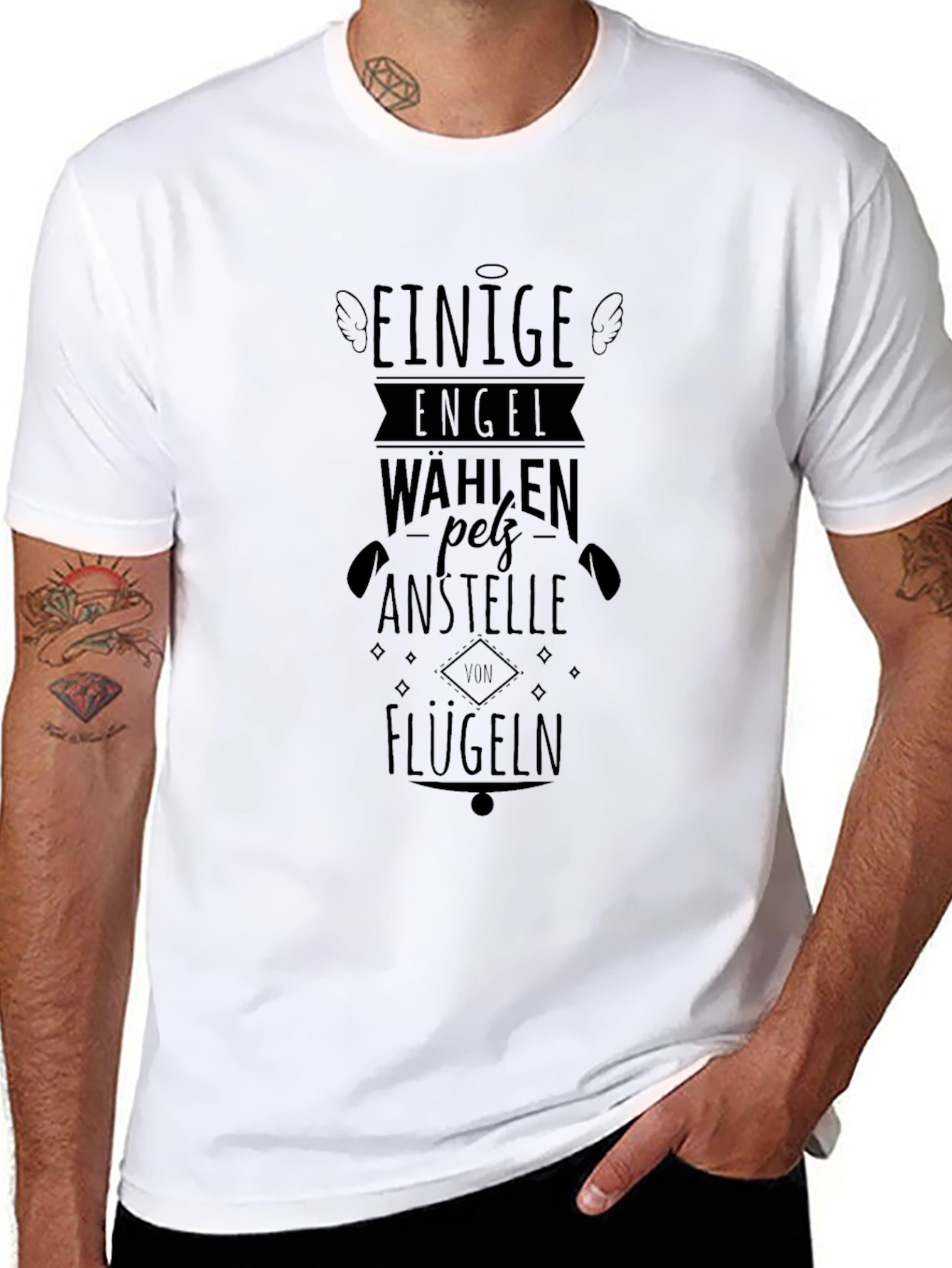Camiseta Negra Algunos Ángeles Eligen Pelz Anstelle