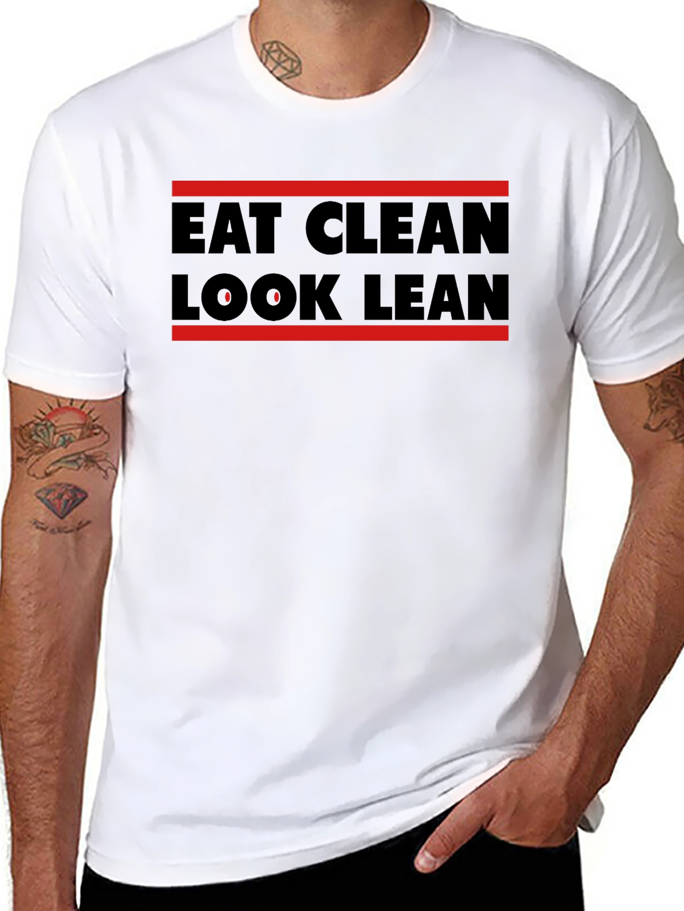 Camiseta Hombre Eat Clean Look Lean Negra