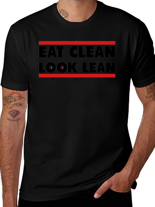 Camiseta Hombre Eat Clean Look Lean Negra