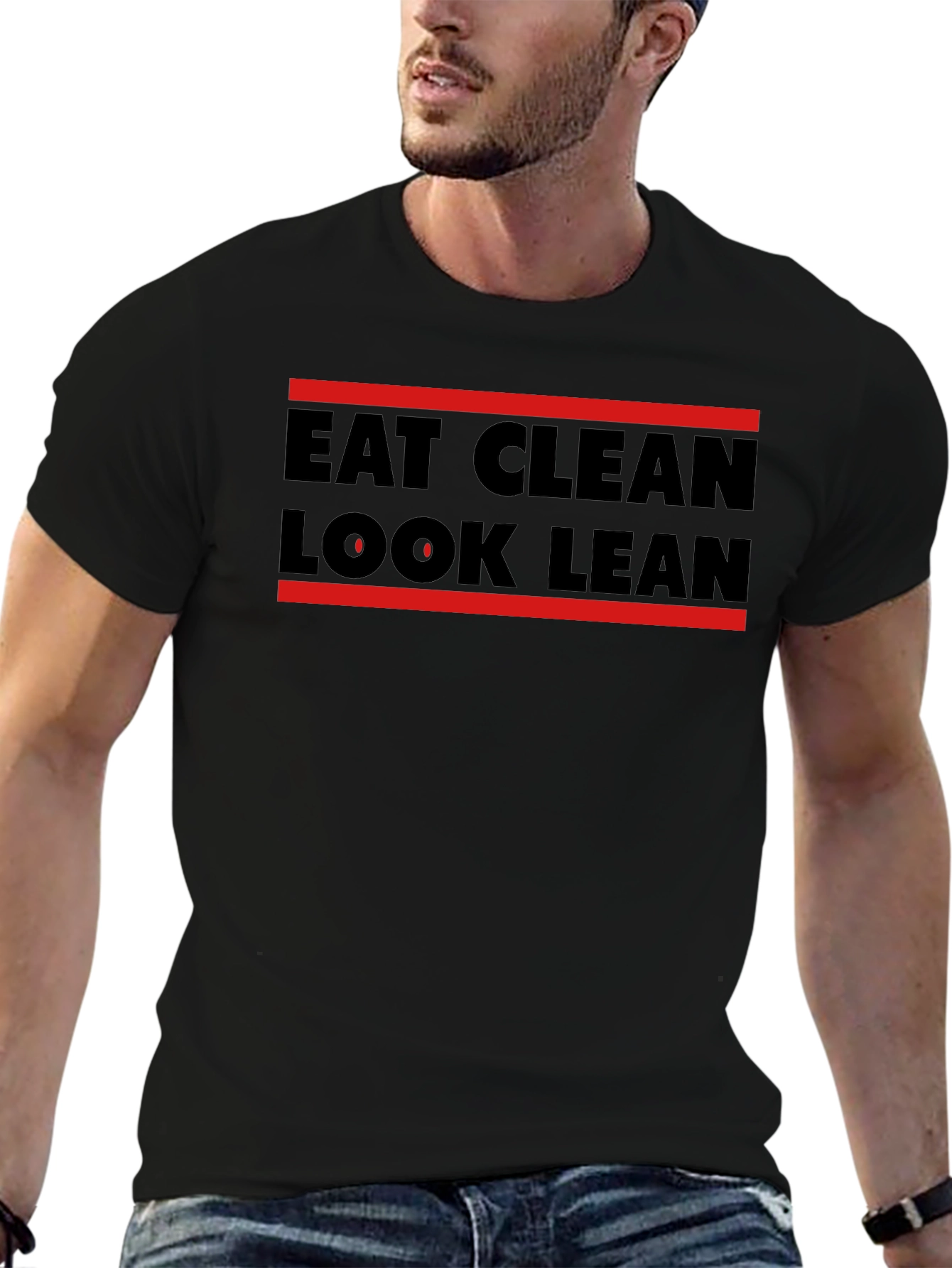 Camiseta Hombre Eat Clean Look Lean Negra