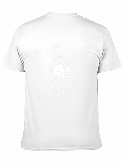 Camiseta Negra con Diseño Floral Blanco