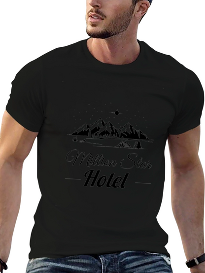 Camiseta Negra Million Star Hotel Casual para Hombre