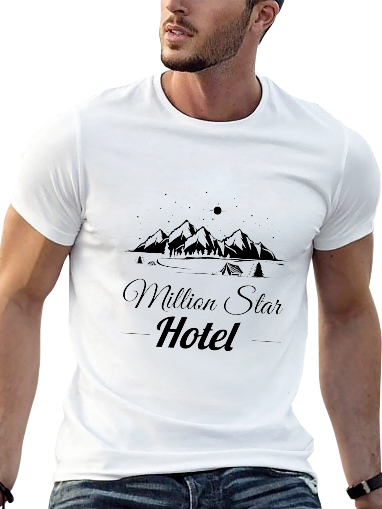 Camiseta Negra Million Star Hotel Casual para Hombre