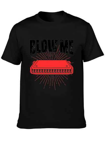 Camiseta Negra con Diseño de Armónica Blow Me