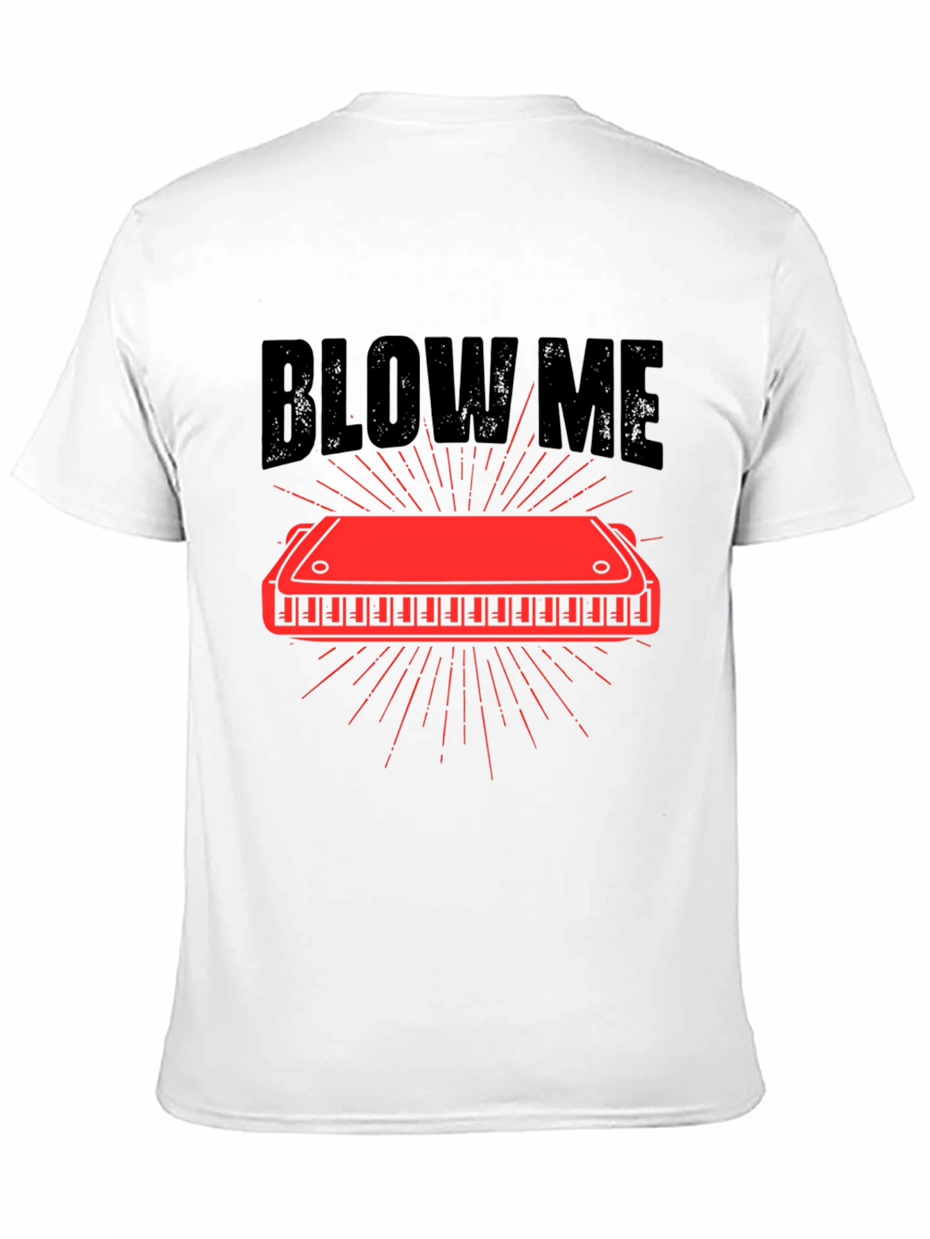 Camiseta Negra con Diseño de Armónica Blow Me