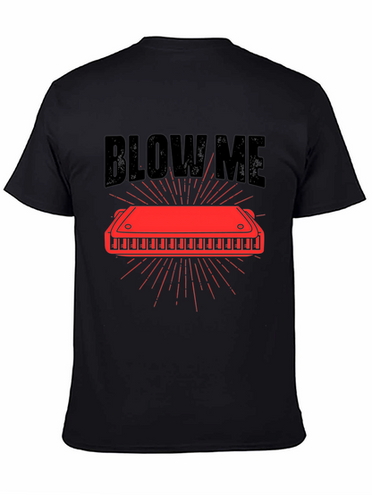 Camiseta Negra con Diseño de Armónica Blow Me