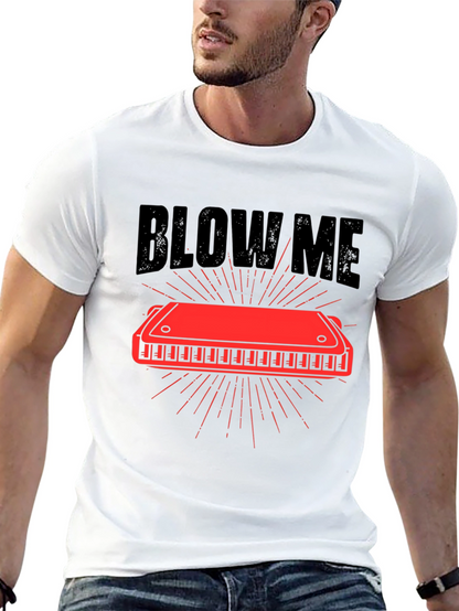 Camiseta Negra con Diseño de Armónica Blow Me