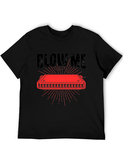 Camiseta Negra con Diseño de Armónica Blow Me