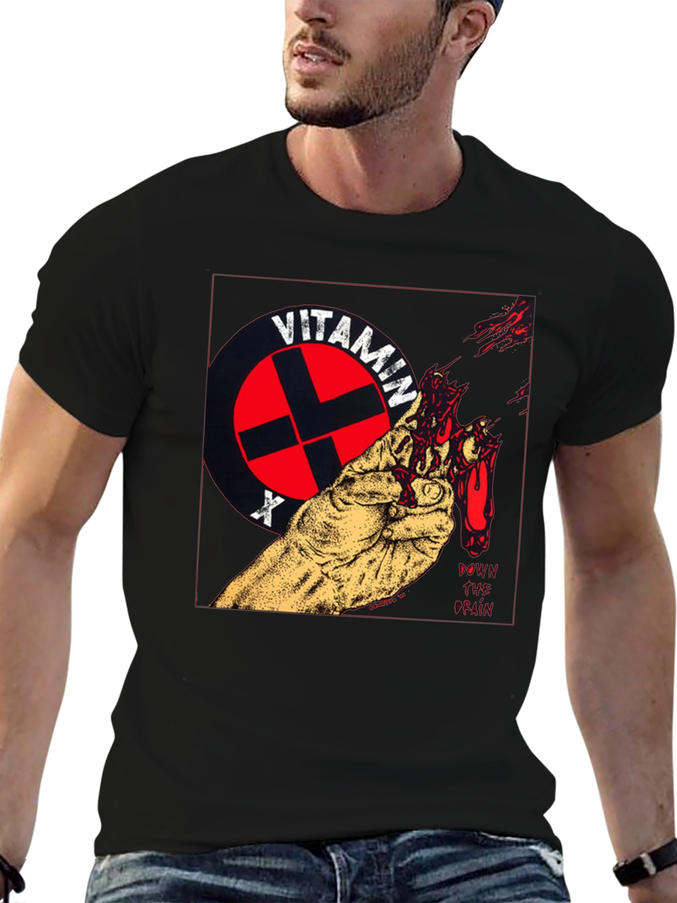Camiseta Negra con Diseño Vitamin X