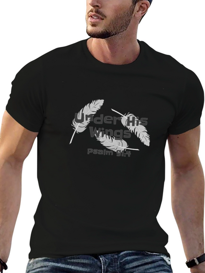 Camiseta Negra Cristiana Alas Salmo 91:4