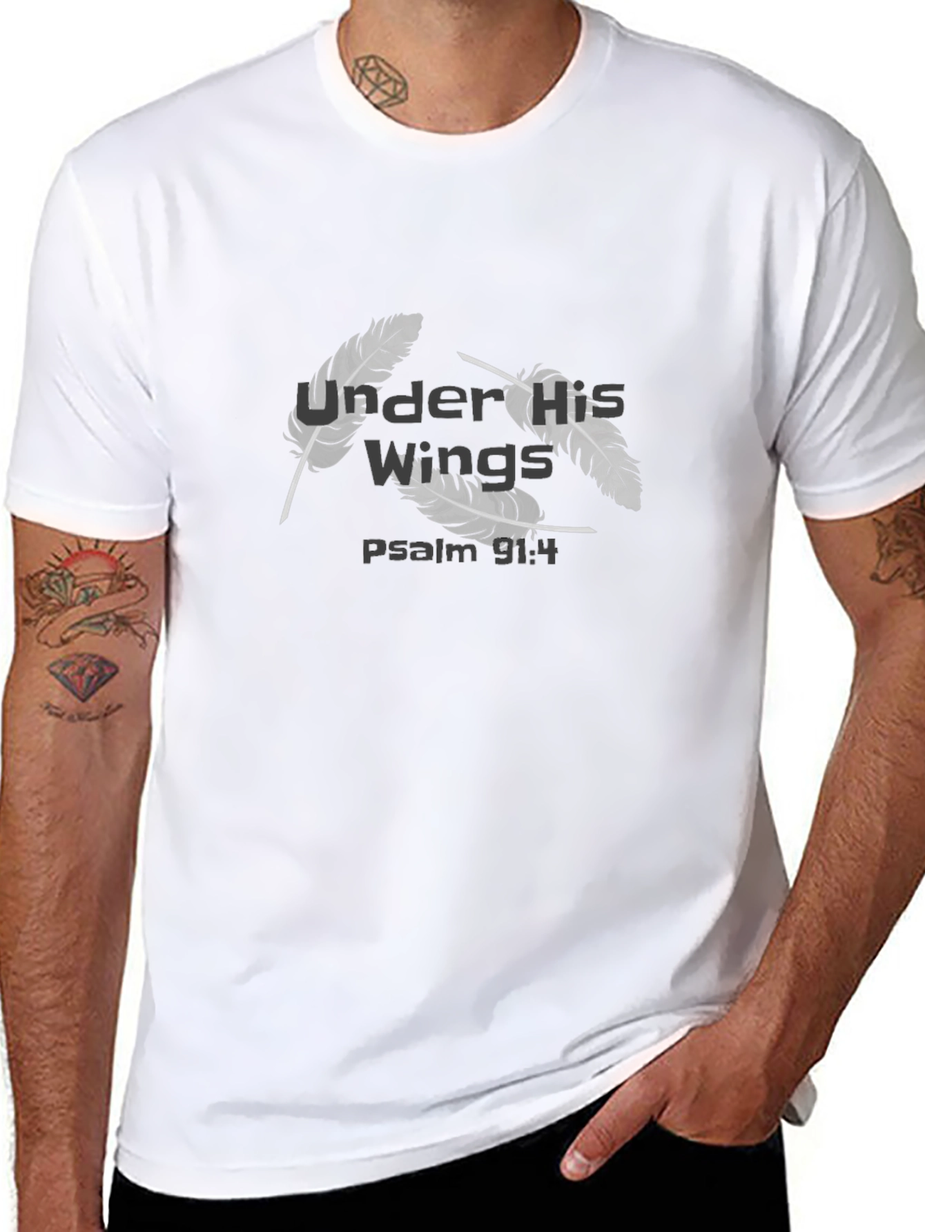 Camiseta Negra Cristiana Alas Salmo 91:4