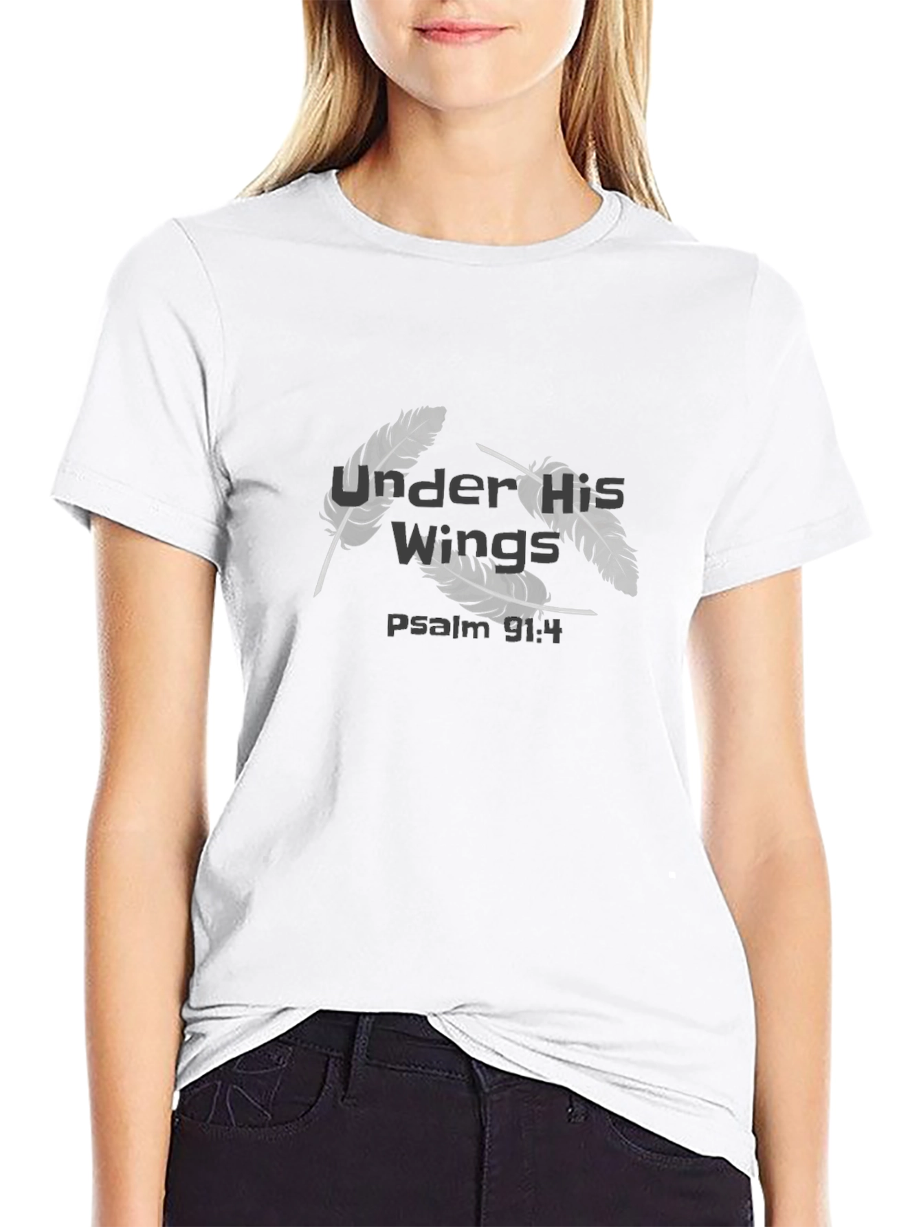 Camiseta Negra Cristiana Alas Salmo 91:4