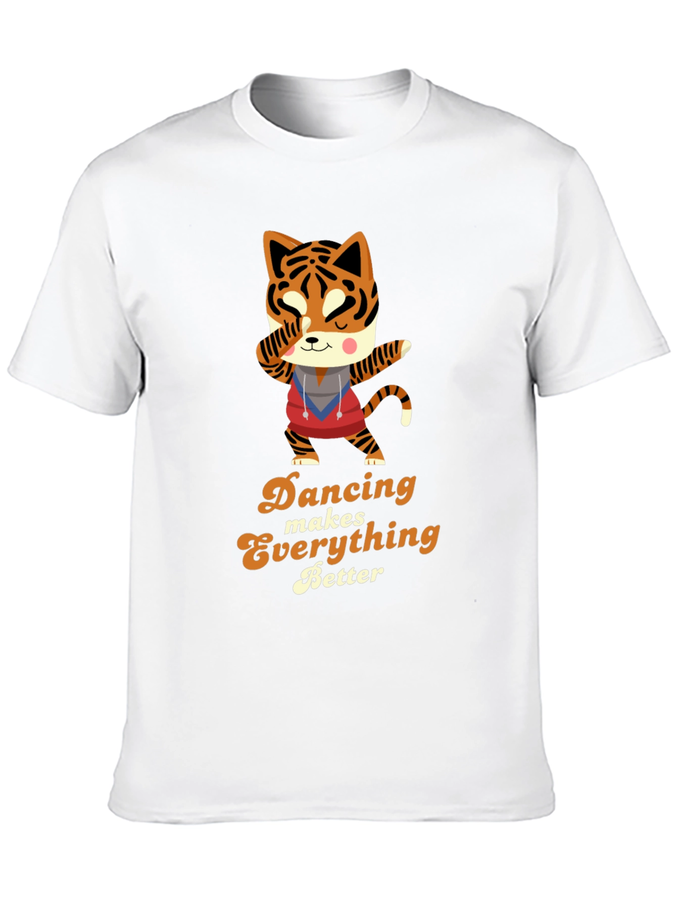 Camiseta Negra con Diseño de Tigre Bailarín