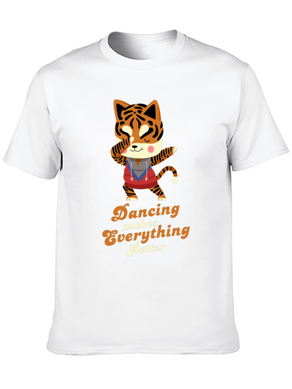 Camiseta Negra con Diseño de Tigre Bailarín