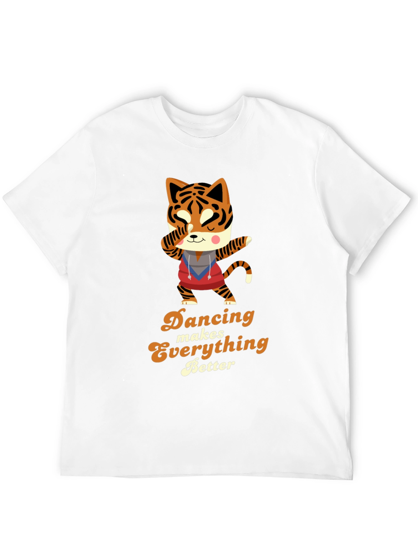 Camiseta Negra con Diseño de Tigre Bailarín
