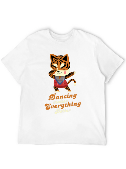 Camiseta Negra con Diseño de Tigre Bailarín