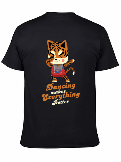 Camiseta Negra con Diseño de Tigre Bailarín