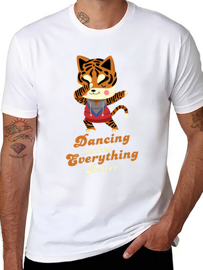 Camiseta Negra con Diseño de Tigre Bailarín