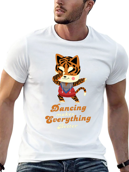 Camiseta Negra con Diseño de Tigre Bailarín