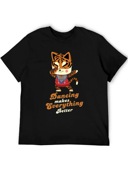 Camiseta Negra con Diseño de Tigre Bailarín