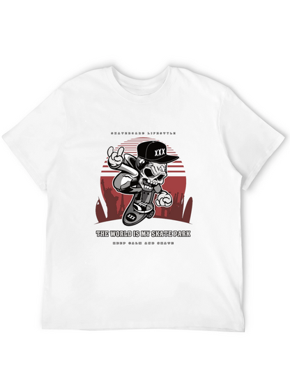 Camiseta Negra Estilo Skateboarding Calavera Urbana
