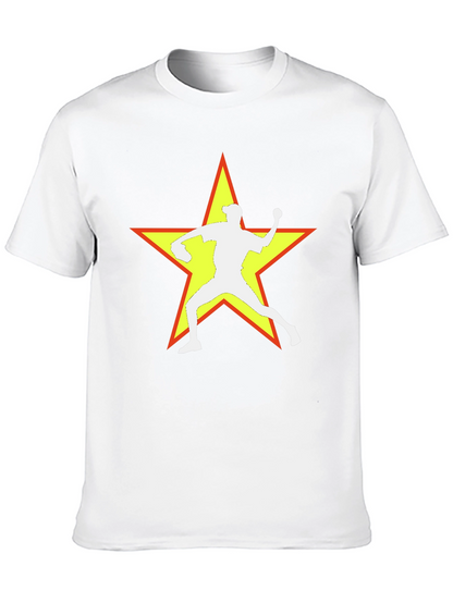 Camiseta Negra con Estrella y Lanzador de Béisbol