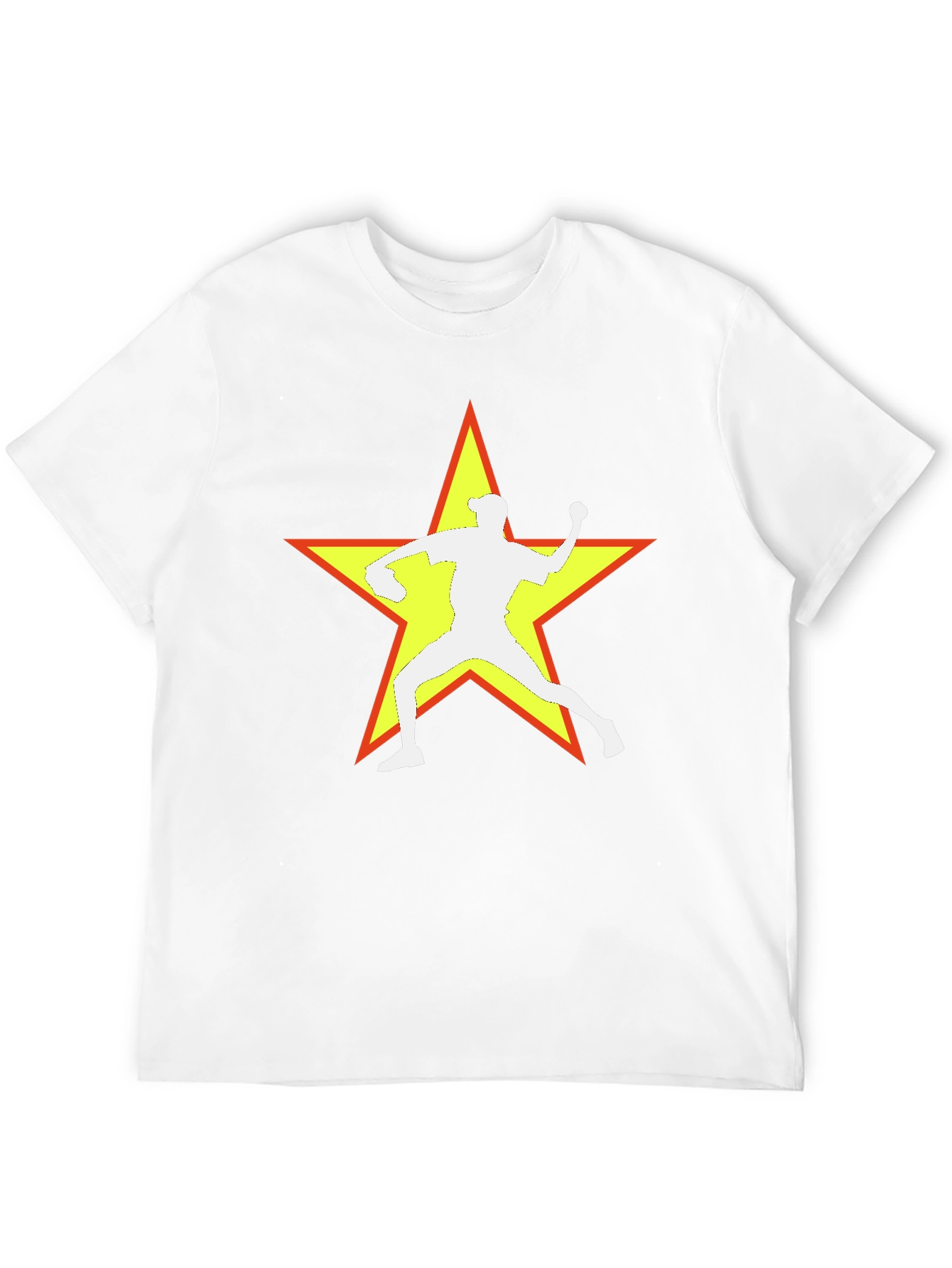 Camiseta Negra con Estrella y Lanzador de Béisbol