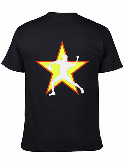Camiseta Negra con Estrella y Lanzador de Béisbol