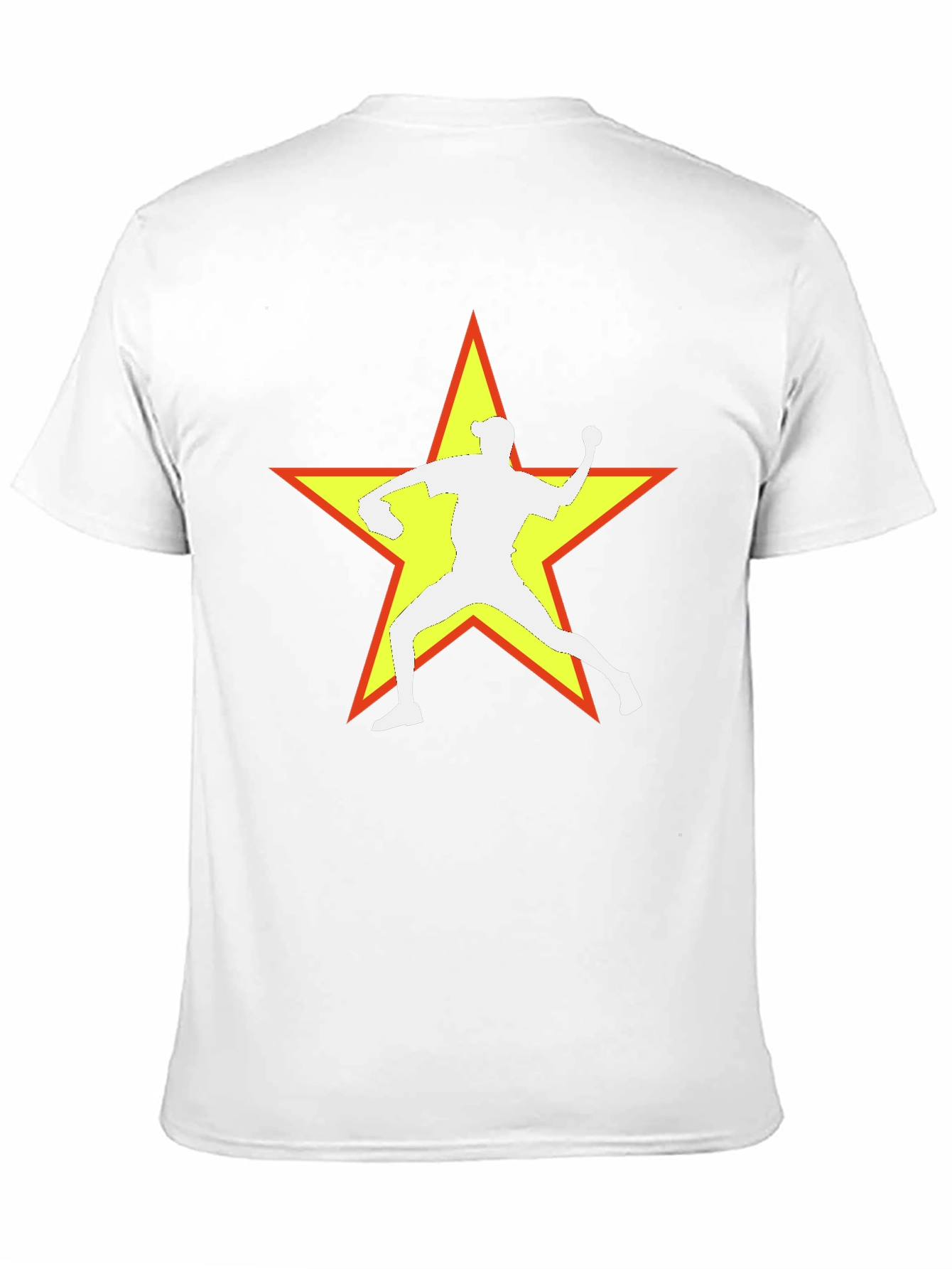 Camiseta Negra con Estrella y Lanzador de Béisbol