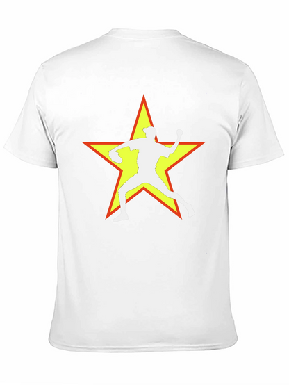 Camiseta Negra con Estrella y Lanzador de Béisbol