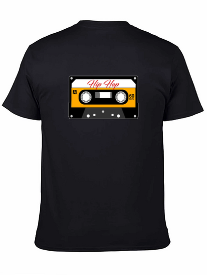 Camiseta Negra con Diseño de Cassette Hip Hop