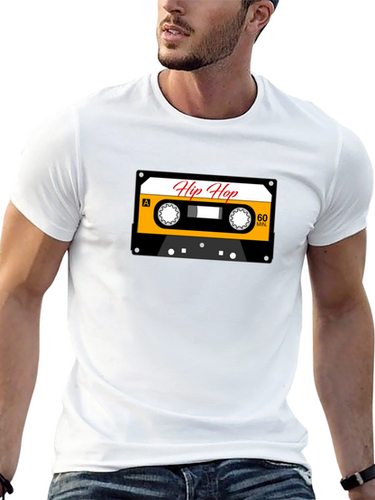 Camiseta Negra con Diseño de Cassette Hip Hop