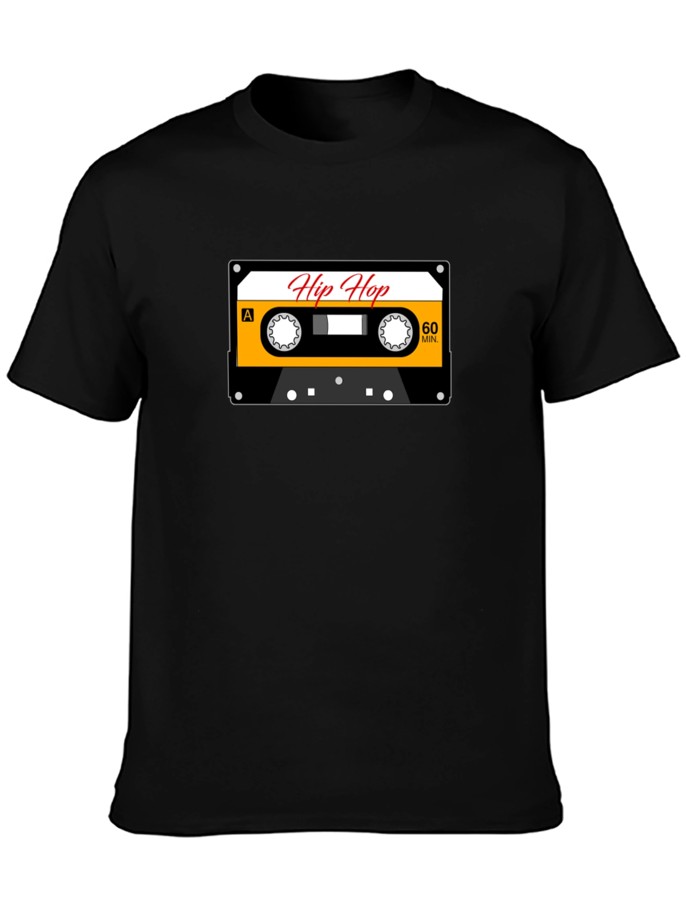 Camiseta Negra con Diseño de Cassette Hip Hop