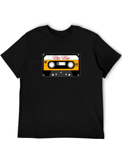 Camiseta Negra con Diseño de Cassette Hip Hop