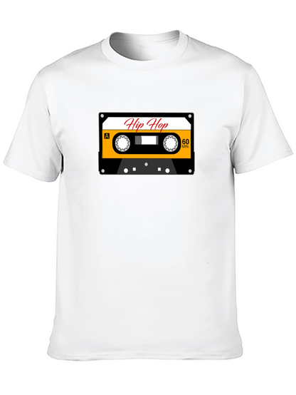Camiseta Negra con Diseño de Cassette Hip Hop