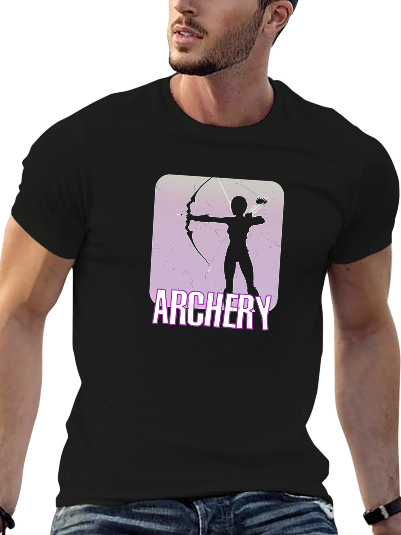 Camiseta Negra con Diseño de Arquero