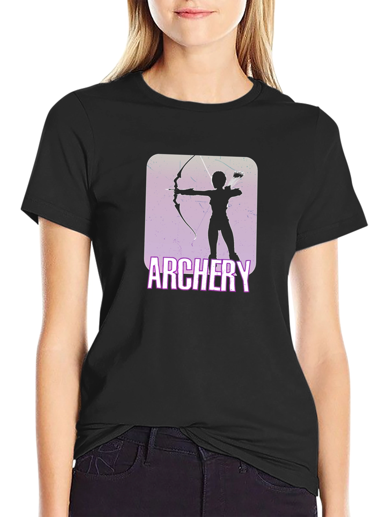 Camiseta Negra con Diseño de Arquero
