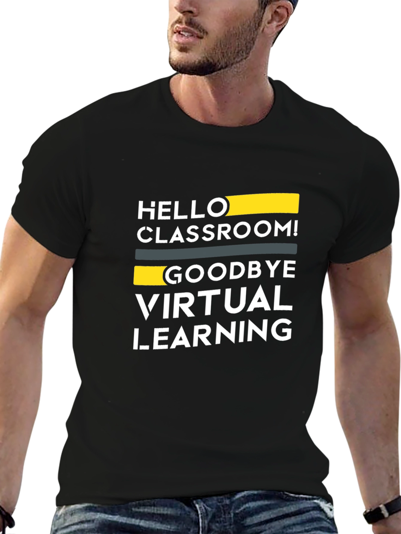 Camiseta Negra: ¡Hola Aula Adiós Aprendizaje Virtual!