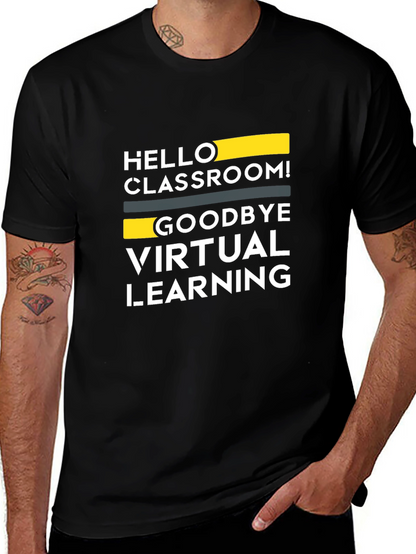 Camiseta Negra: ¡Hola Aula Adiós Aprendizaje Virtual!