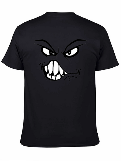 Camiseta Negra con Estampado de Cara Monstruosa