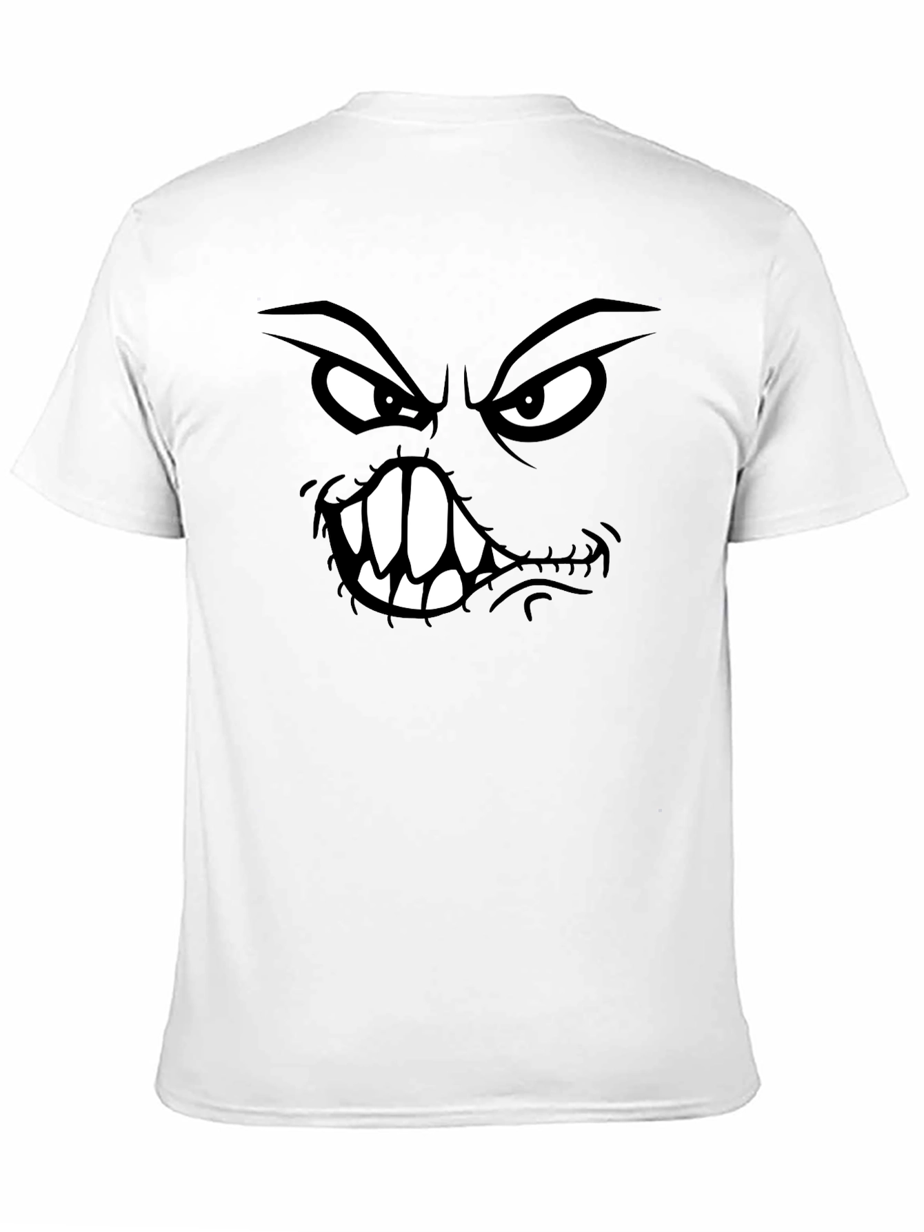 Camiseta Negra con Estampado de Cara Monstruosa