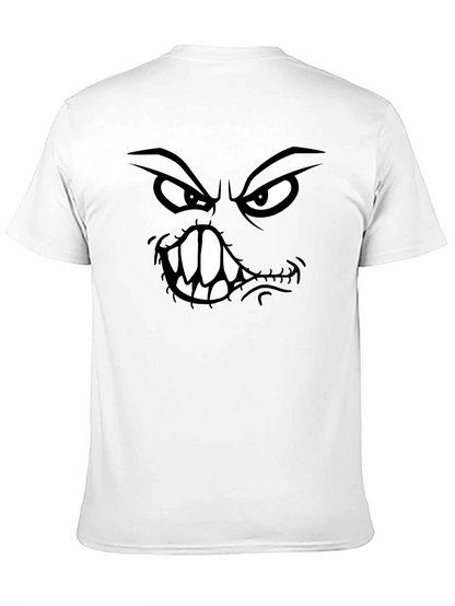 Camiseta Negra con Estampado de Cara Monstruosa