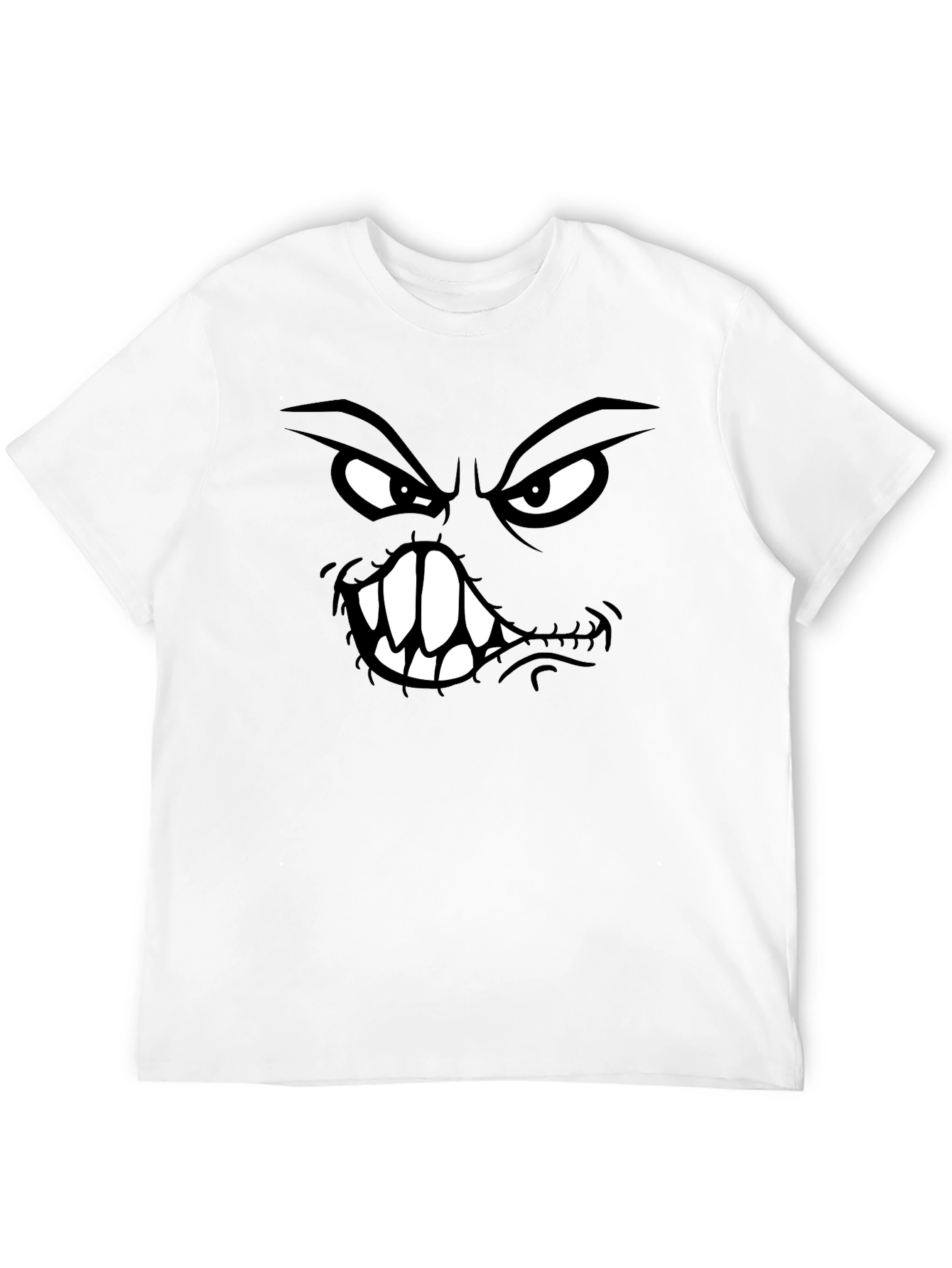 Camiseta Negra con Estampado de Cara Monstruosa