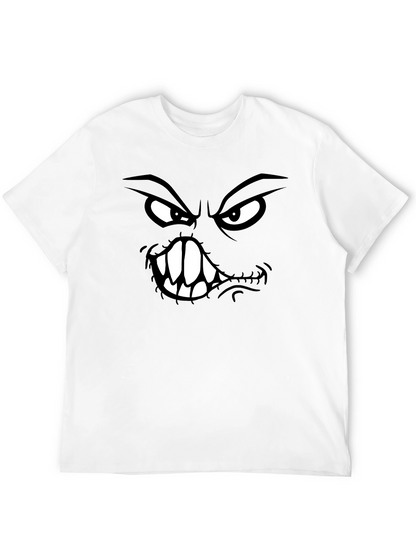 Camiseta Negra con Estampado de Cara Monstruosa
