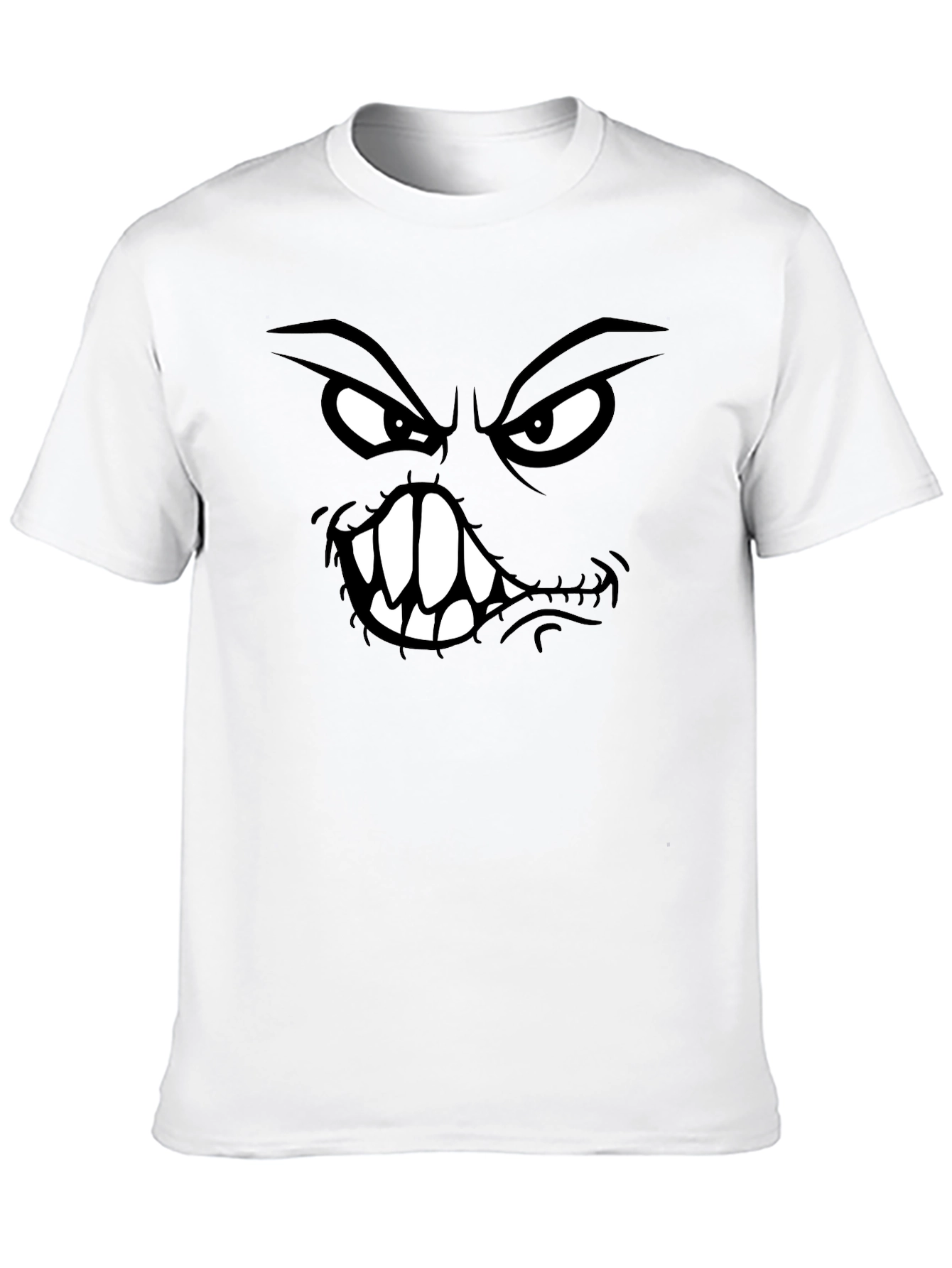 Camiseta Negra con Estampado de Cara Monstruosa