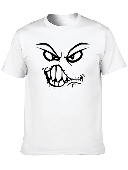 Camiseta Negra con Estampado de Cara Monstruosa