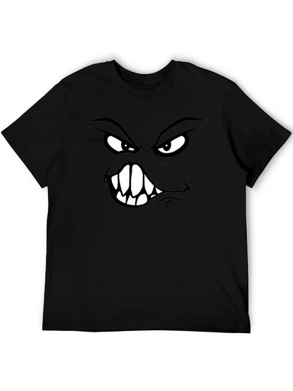 Camiseta Negra con Estampado de Cara Monstruosa