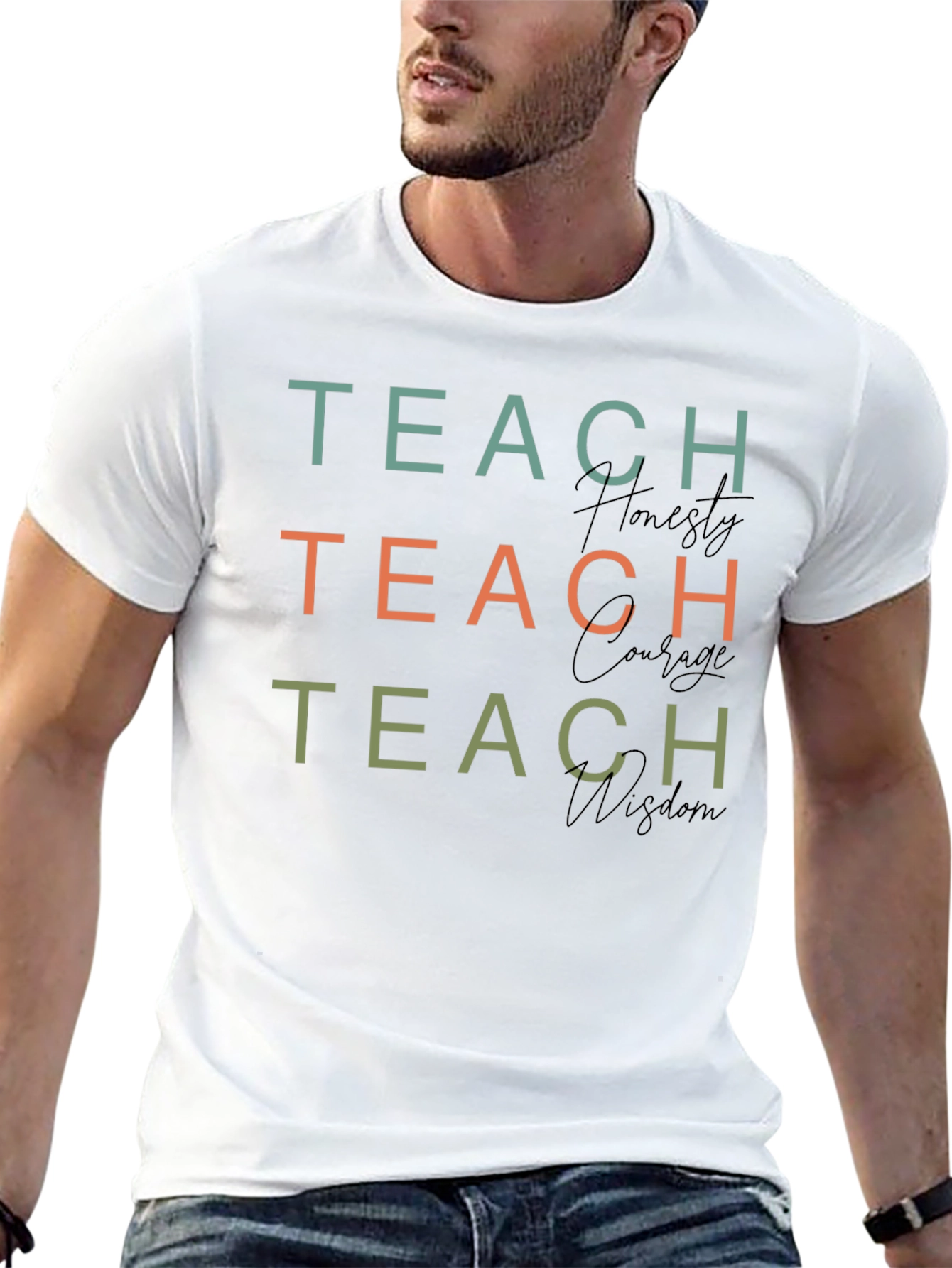 Camiseta Negra Teach Honesty Courage Wisdom
