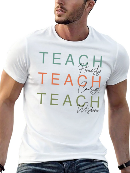Camiseta Negra Teach Honesty Courage Wisdom